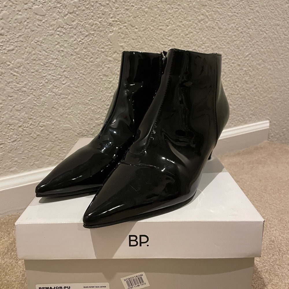 BP Glossy Black Ankle Booties